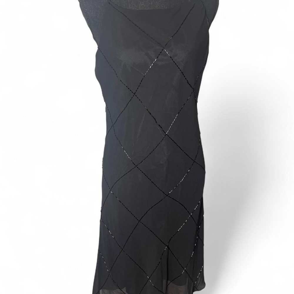 deadstock 90s black beaded midi dress from Jones New York